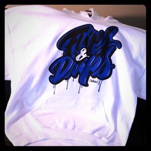 White and blue hoodie xl